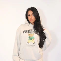 Freedom Bear Heavyweight Hoodie -Aurora Style Shop freedom bear heavyweight hoodie wear the peace 498765