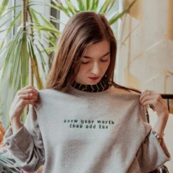 Know Your Worth Crewneck -Aurora Style Shop know your worth crewneck wear the peace 532064