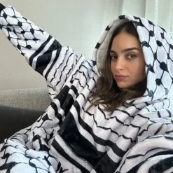 Kufiya Blanket Hoodie 16 Kufiya Blanket Hoodie -Aurora Style Shop kufiya blanket hoodie wear the peace 856910